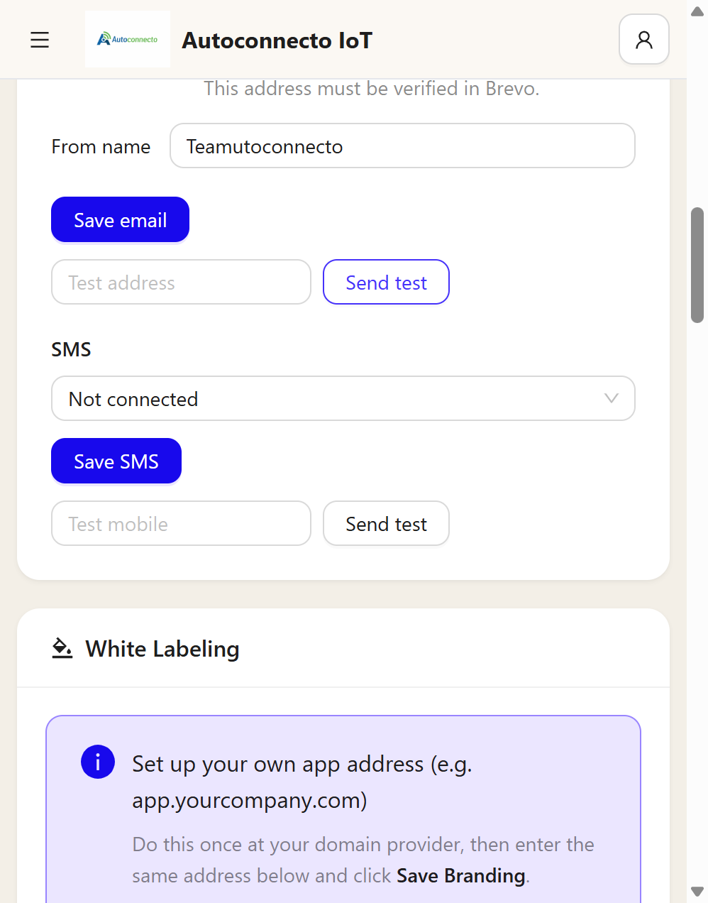 SMS left not connected